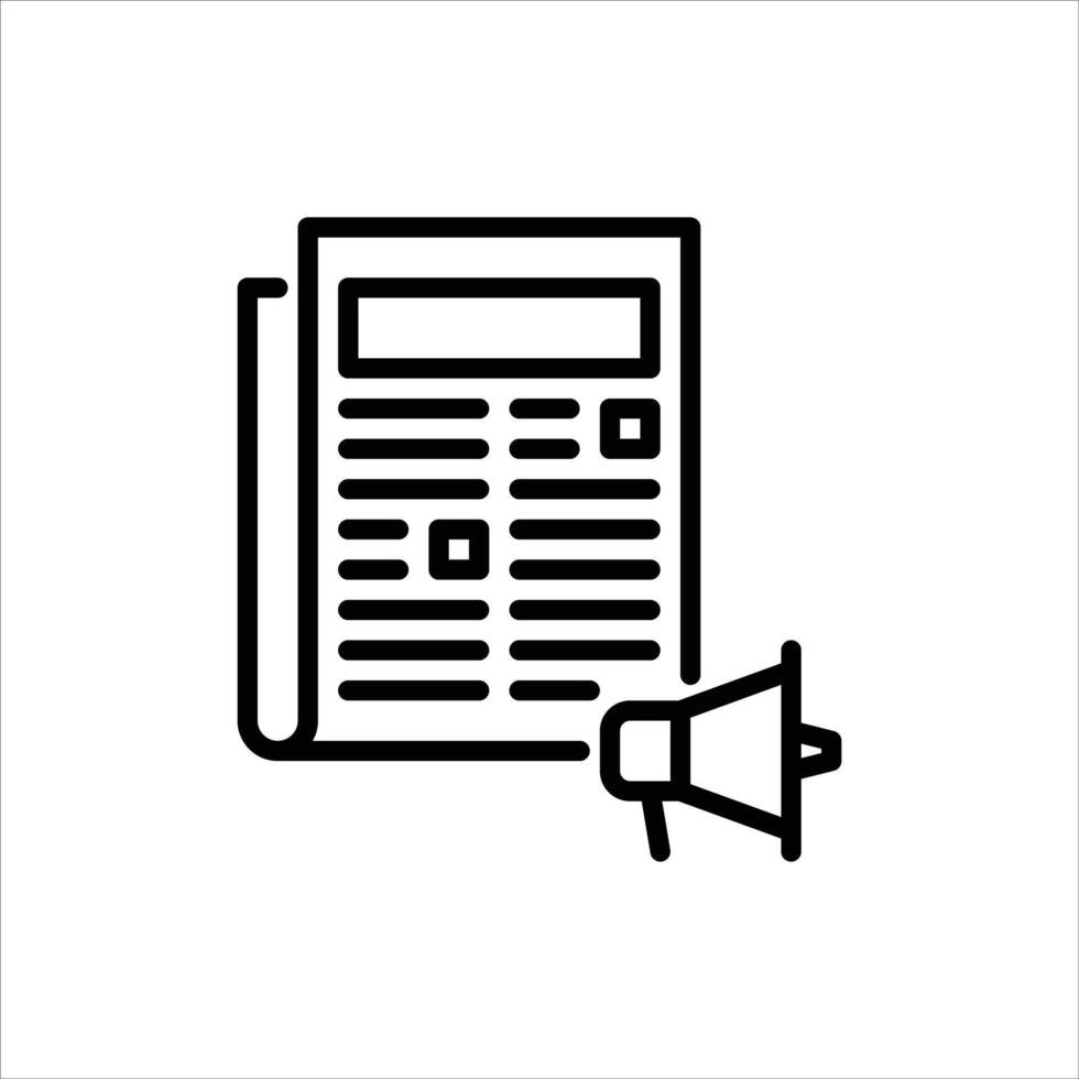 publish news outline icon. publish article black line illustration. vector