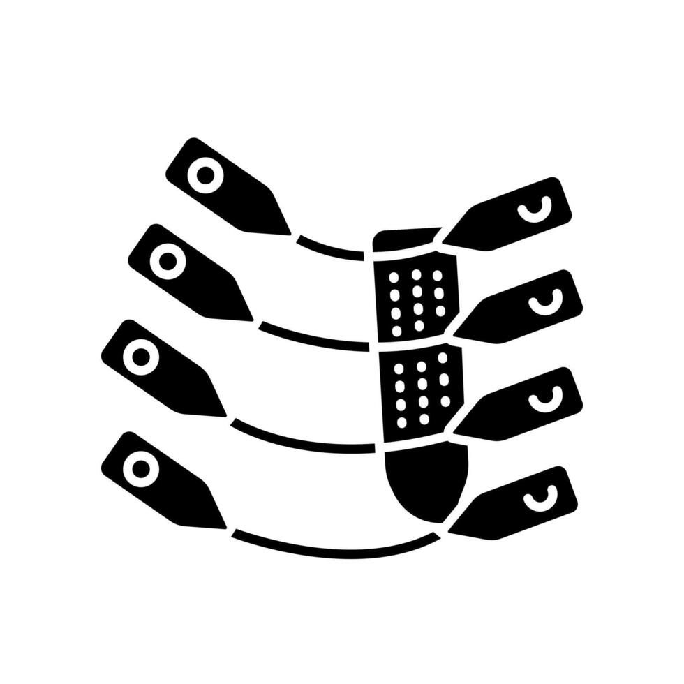 bionic rib prosthesis black glyph icon for digital and print projects. vector