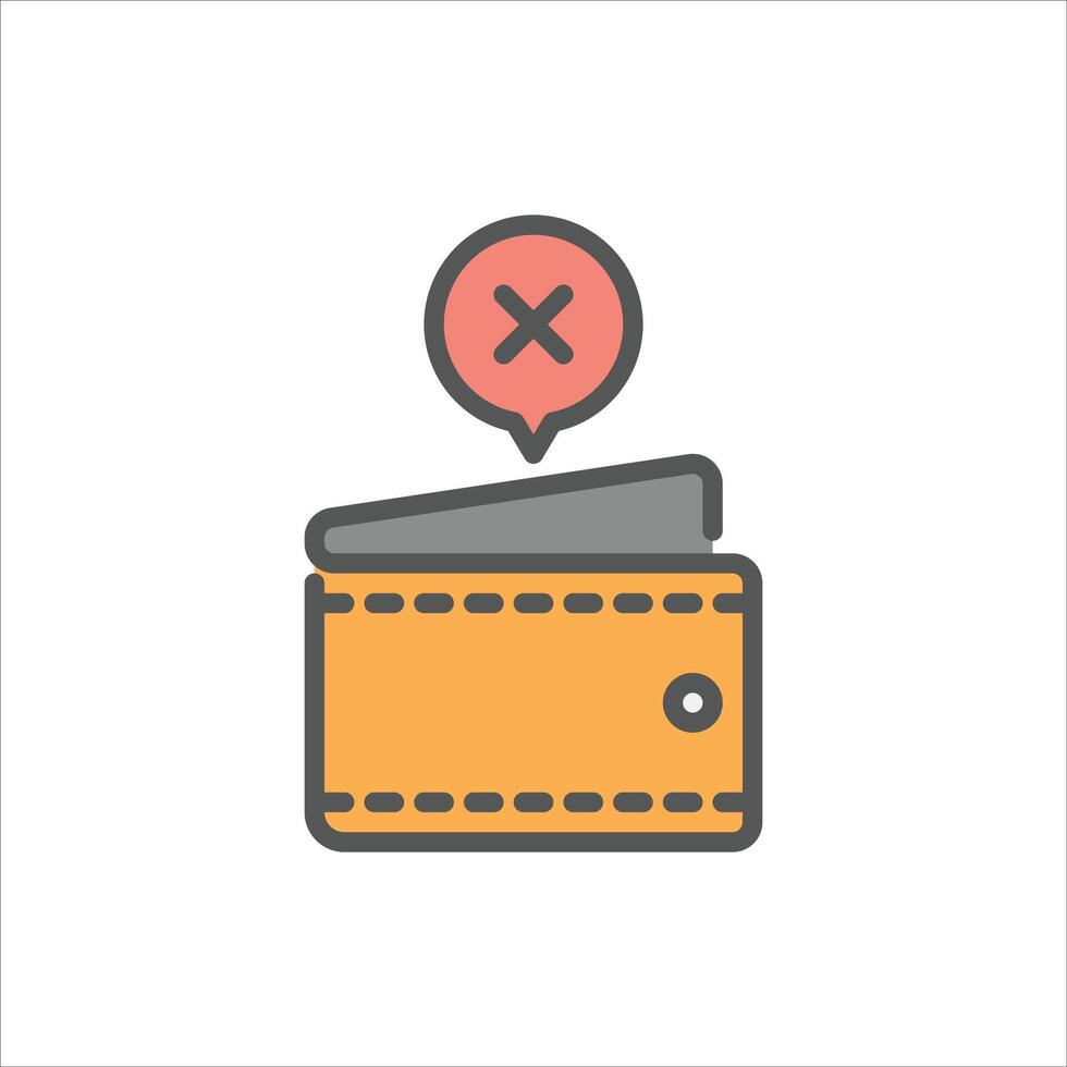 broke filled outline icon. empty wallet color line illustration. vector