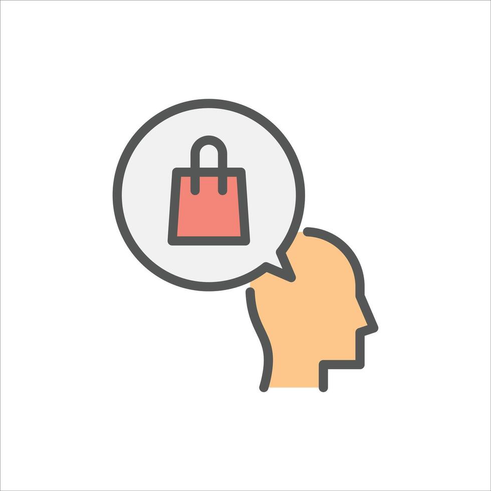 shopaholic filled outline icon. shopping addiction color line illustration. vector