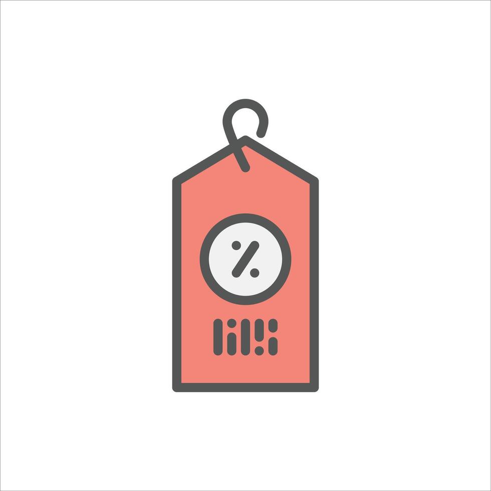 discount filled outline icon. price tag color line illustration. vector