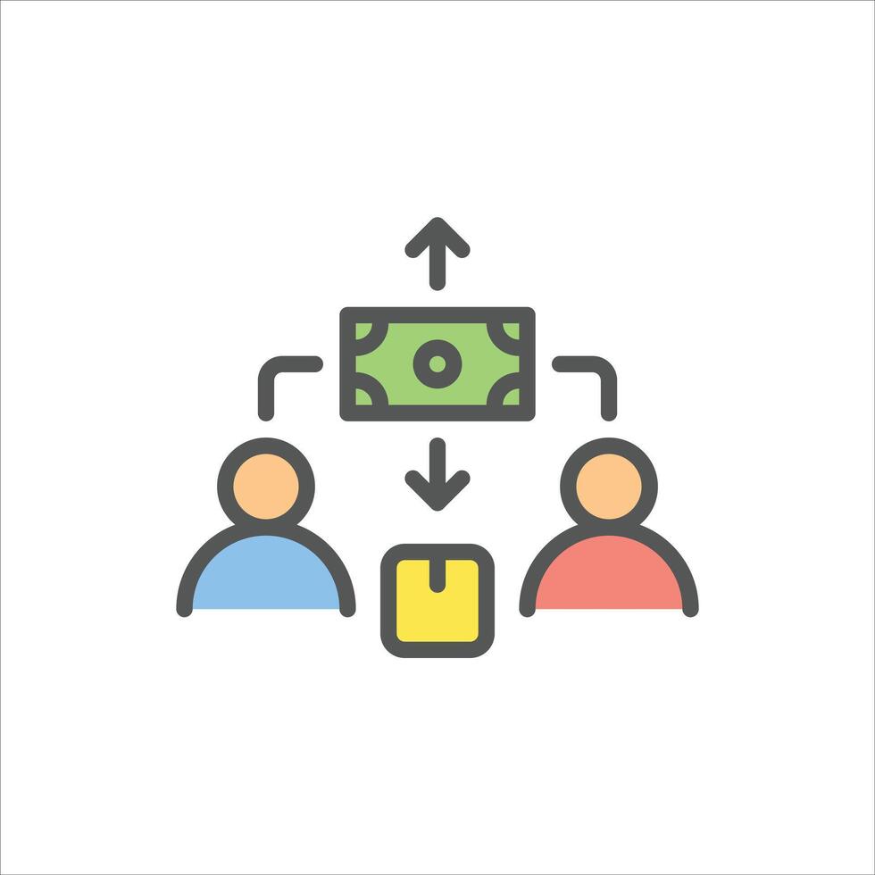 transaction filled outline icon. negotiation color line illustration. vector