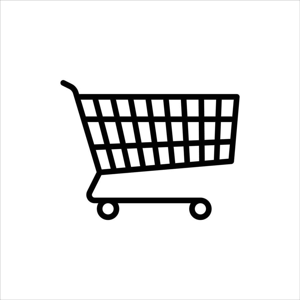 shopping cart outline icon. shopping trolley black line illustration. vector