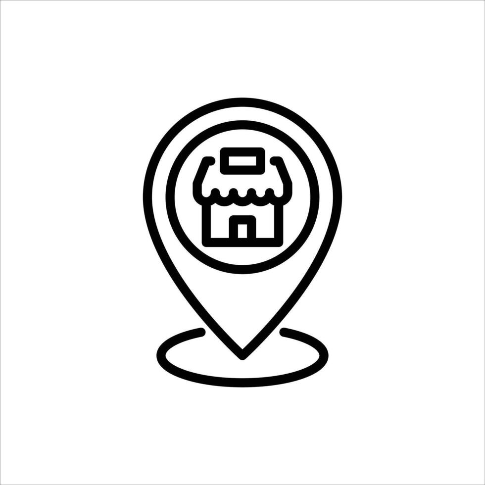 shop location outline icon. store location black line illustration. vector