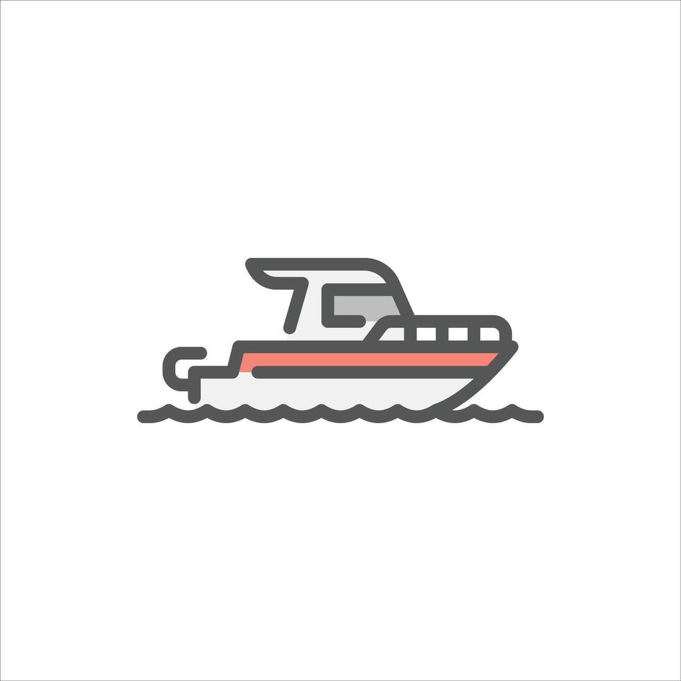 speedboat filled outline icon. watercraft color line illustration. vector