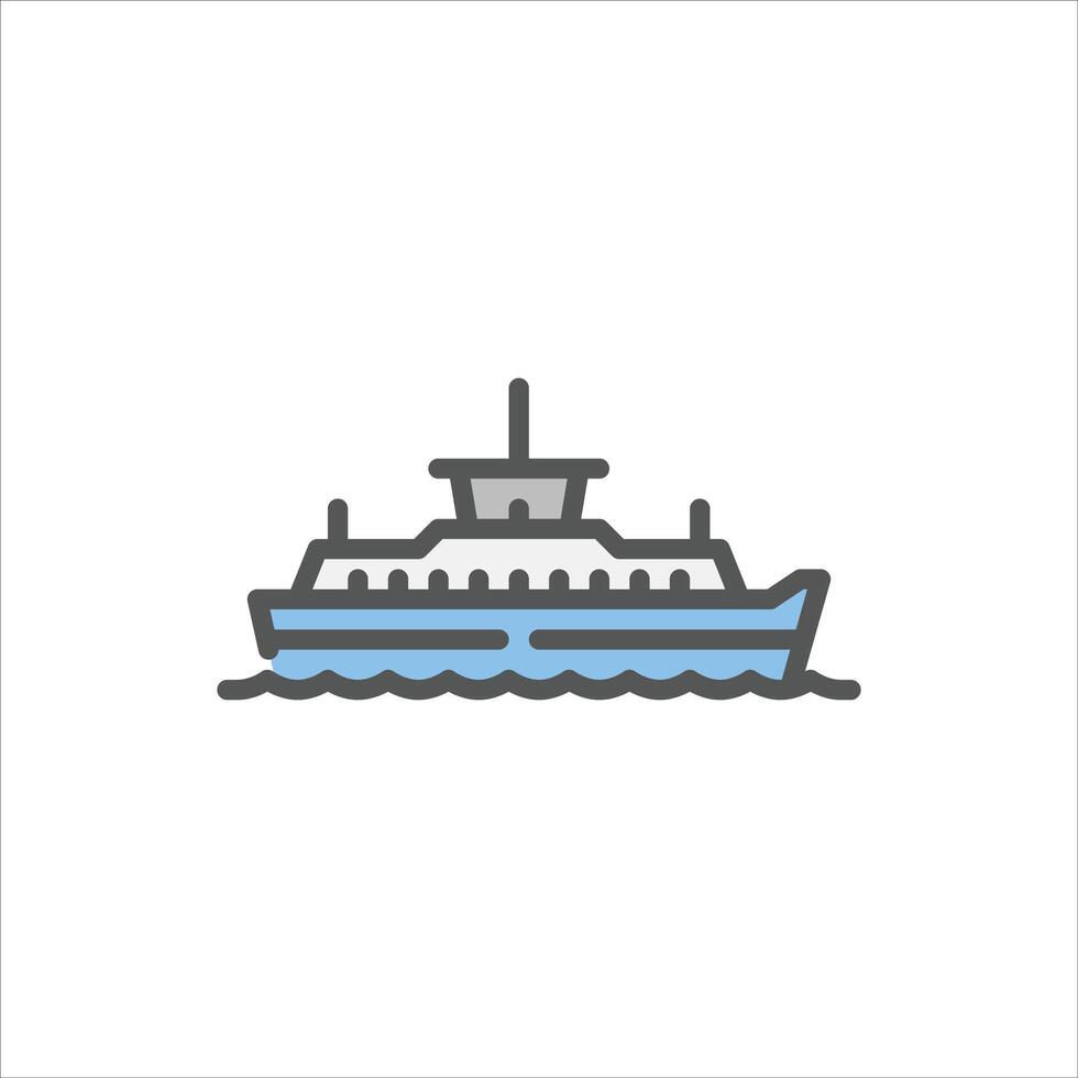 ferry filled outline icon. ship color line illustration. vector