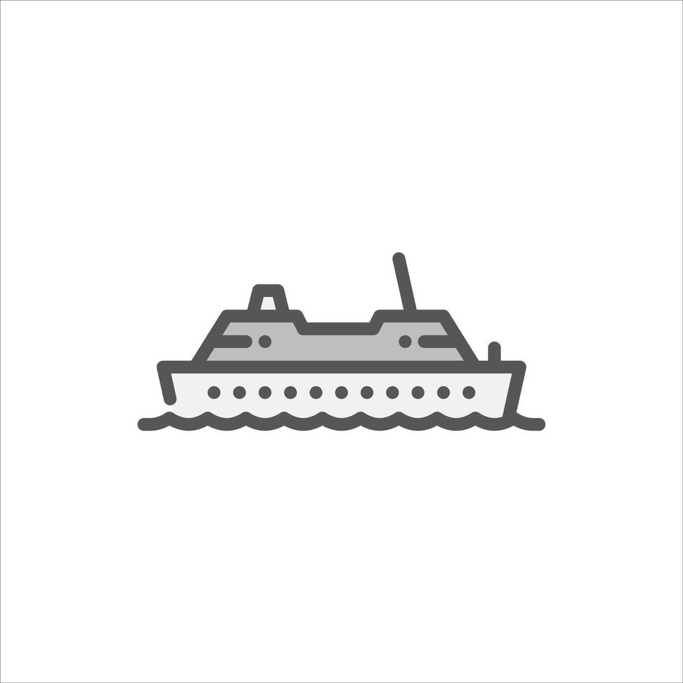 cruise ship filled outline icon. luxury ship color line illustration. vector
