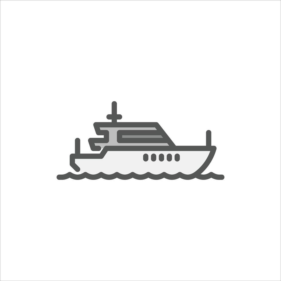 yacht filled outline icon. luxury ship color line illustration. vector