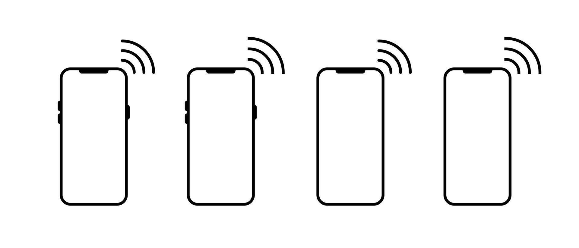 Smartphone wifi signal icon. Mobile phone wireless network sign. Cellphone connection symbol vector