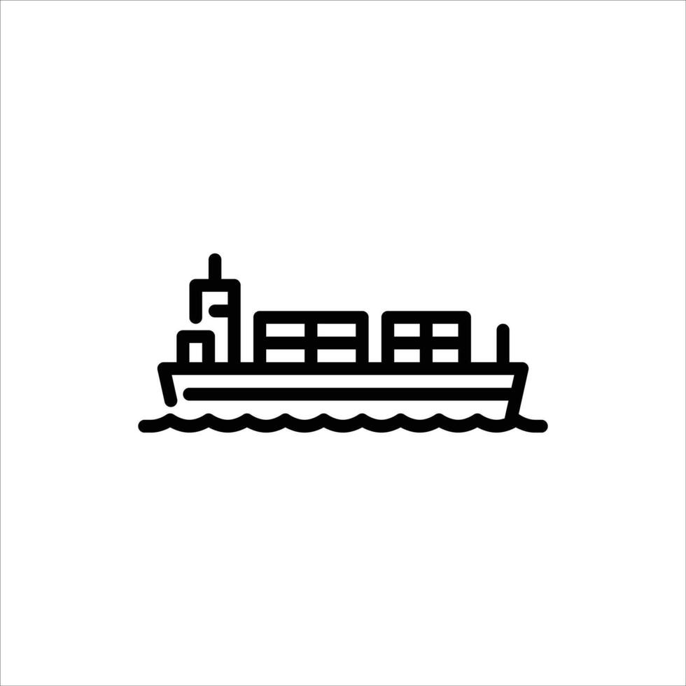 cargo ship water transport outline icon. container ship black line illustration. vector