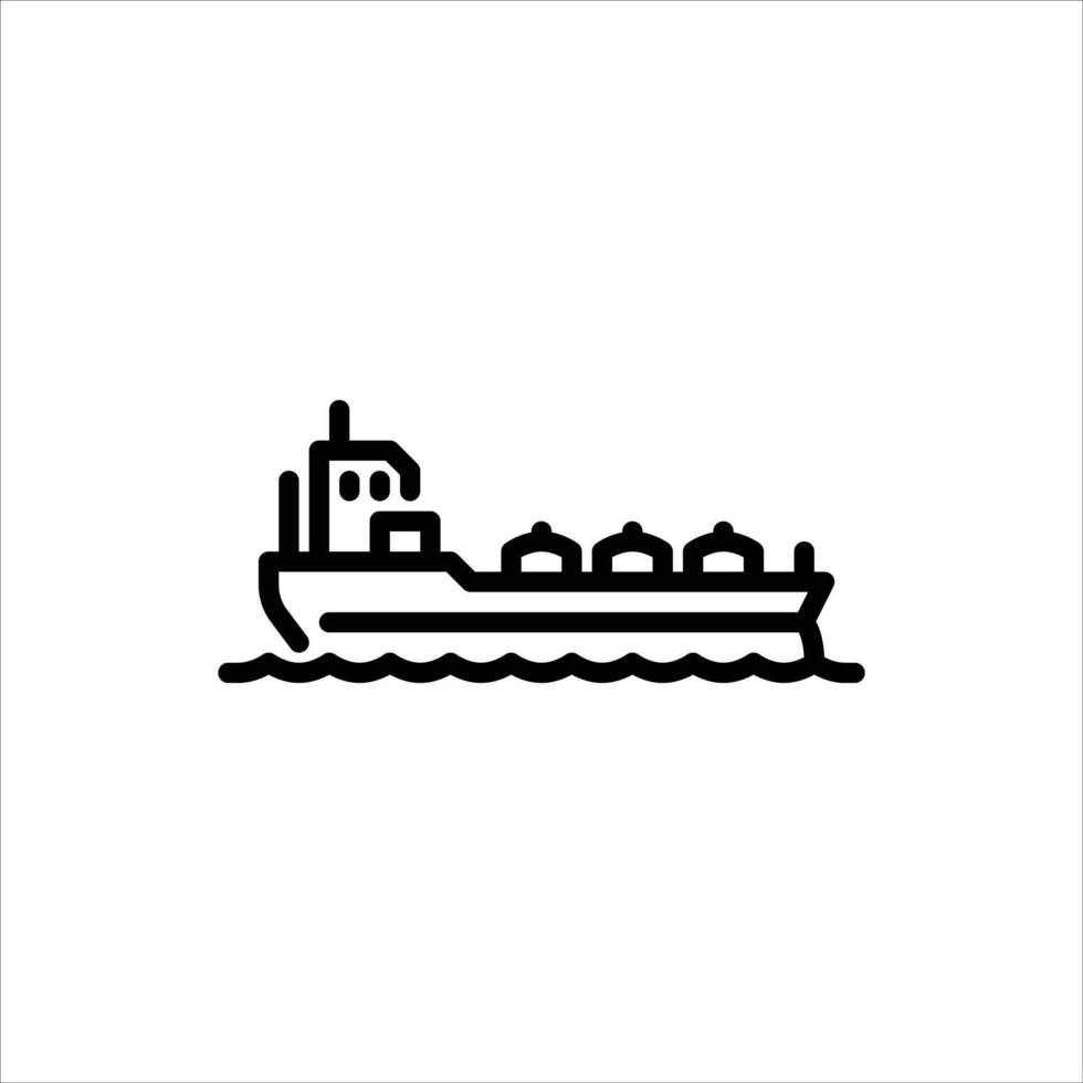 tanker ship outline icon. oil tanker black line illustration. vector