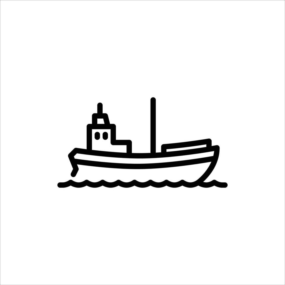 fisher boat outline icon. boat black line illustration. vector