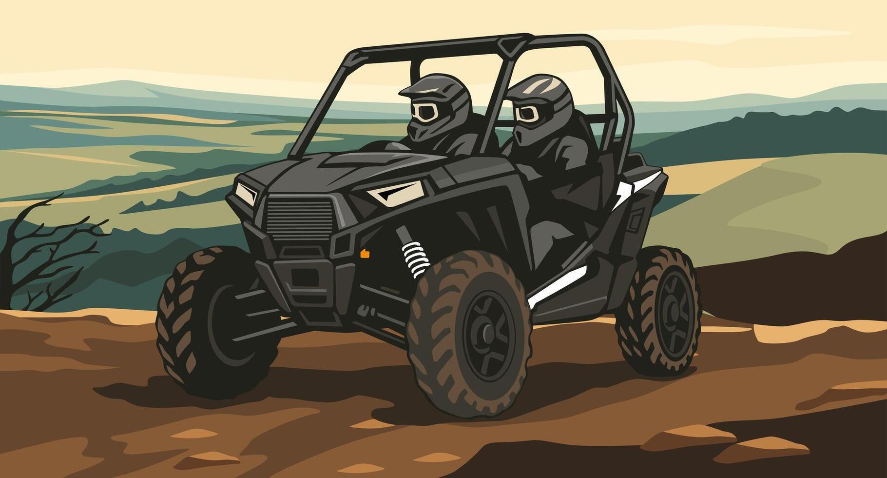 UTV Driving on Mountain Path illustration art vector