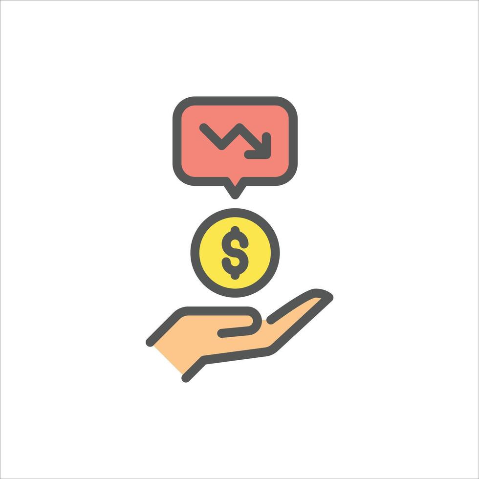 lower wage filled outline icon. underpaid color line illustration. vector