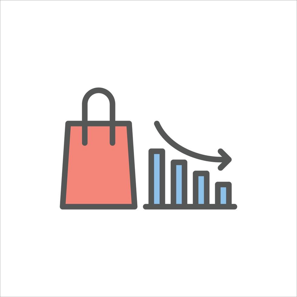 economy crisis filled outline icon. purchasing power color line illustration. vector