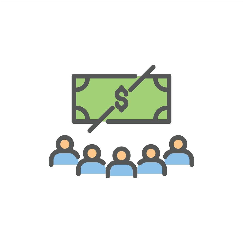 poverty filled outline icon. no money color line illustration. vector