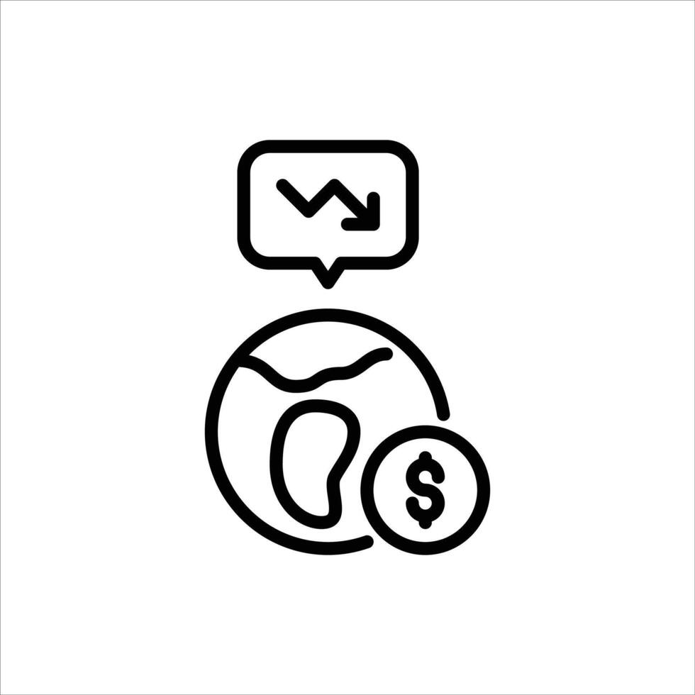 GDP outline icon. economy crisis black line illustration. vector