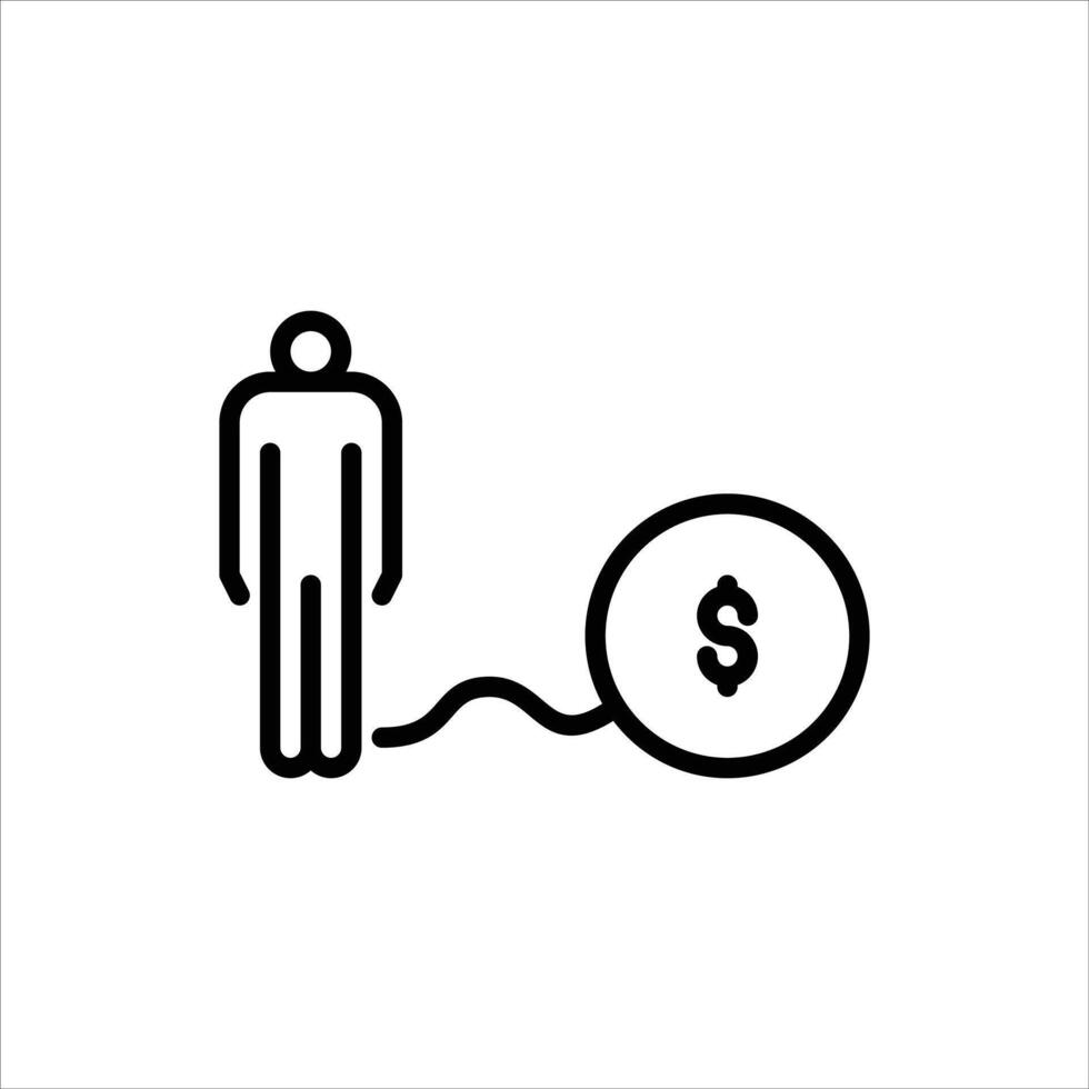 debt outline icon. burden black line illustration. vector