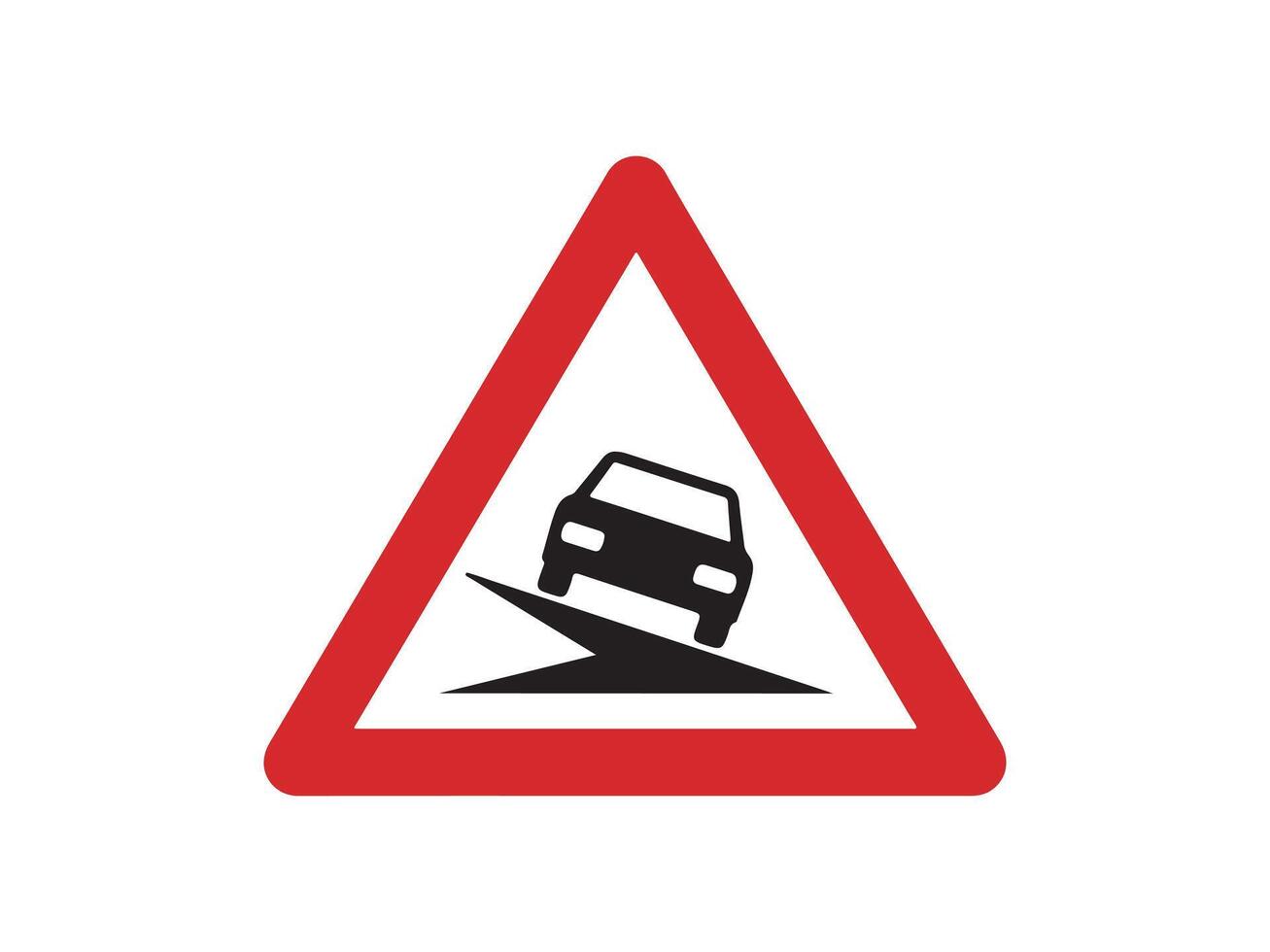 Warning Sign for Steep Downhill Road vector