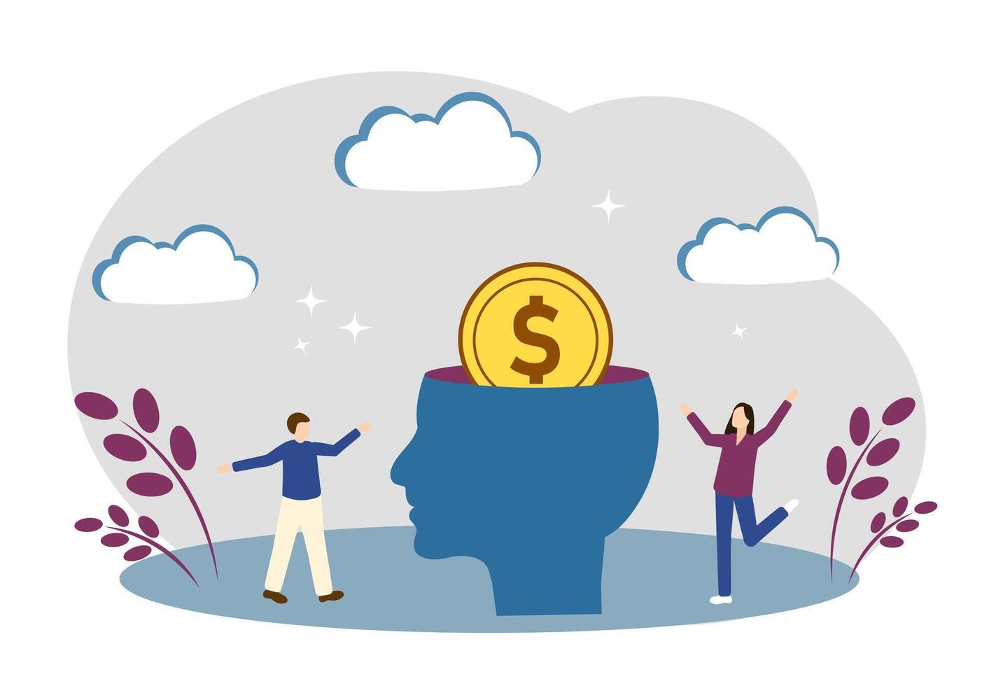 The Concept of Making Money, a Money Idea, a Successful Business, and a Money Mindset vector