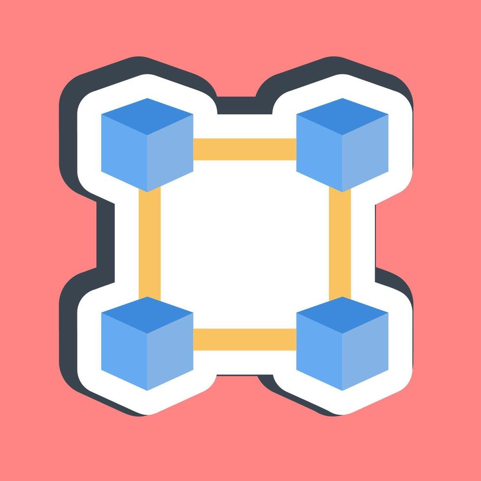 Sticker block chain. Crypto currency elements. vector