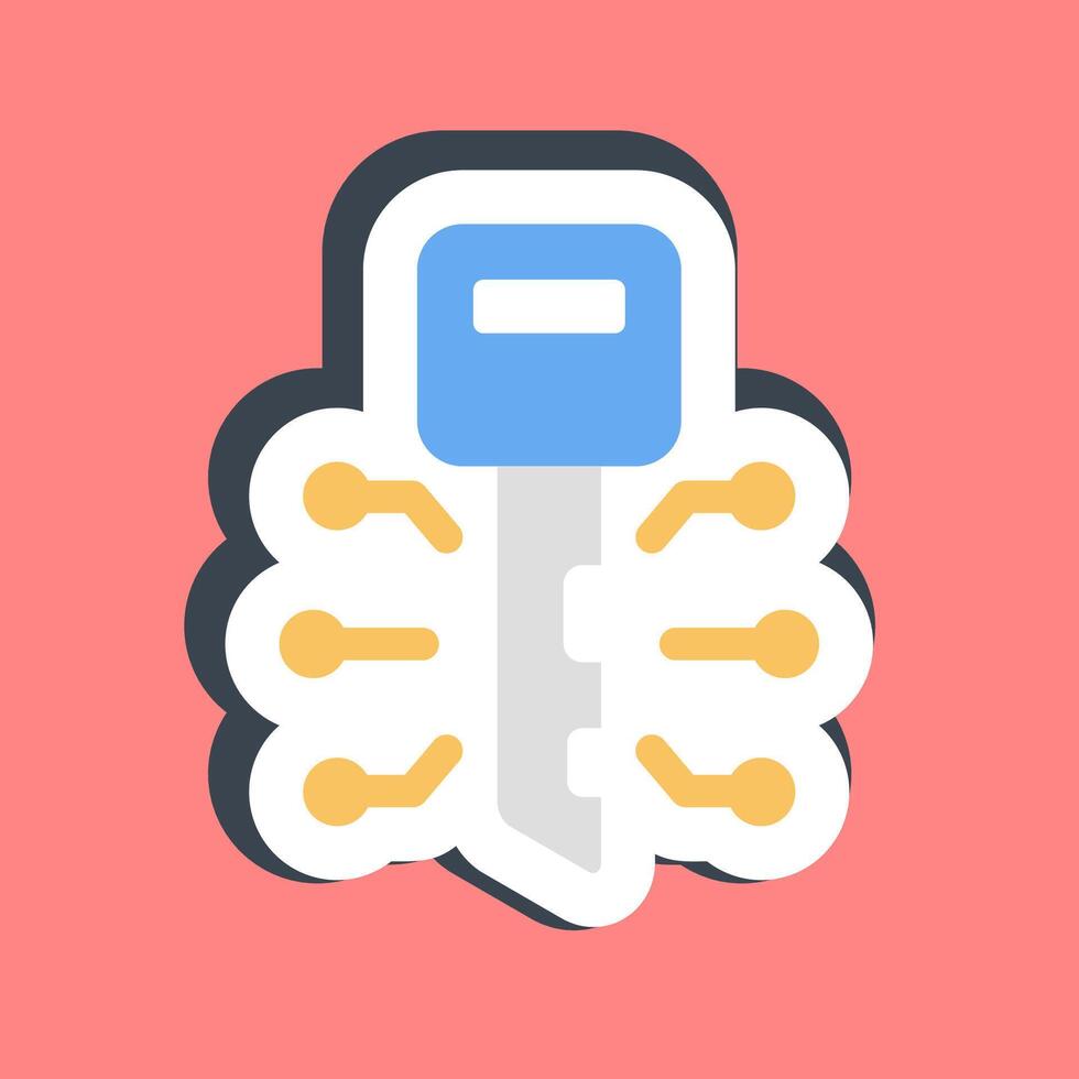 Sticker digital key. Crypto currency elements. vector