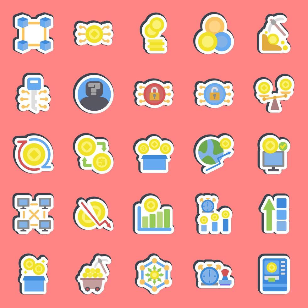Sticker set of crypto. Crypto currency elements. vector