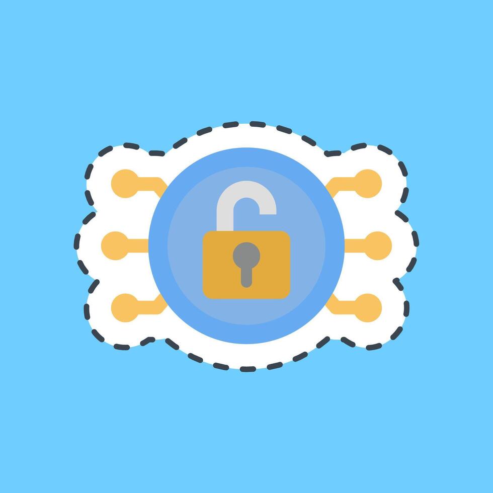 Cutting line sticker decryption. Crypto currency elements. vector