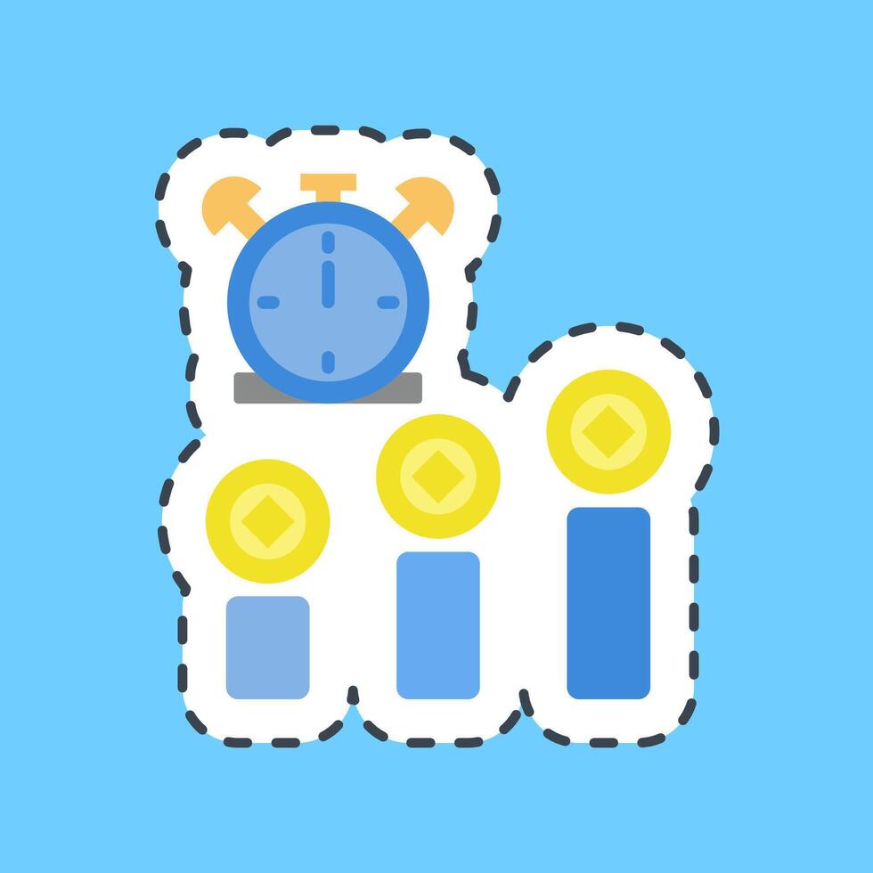 Cutting line sticker block time. Crypto currency elements. vector