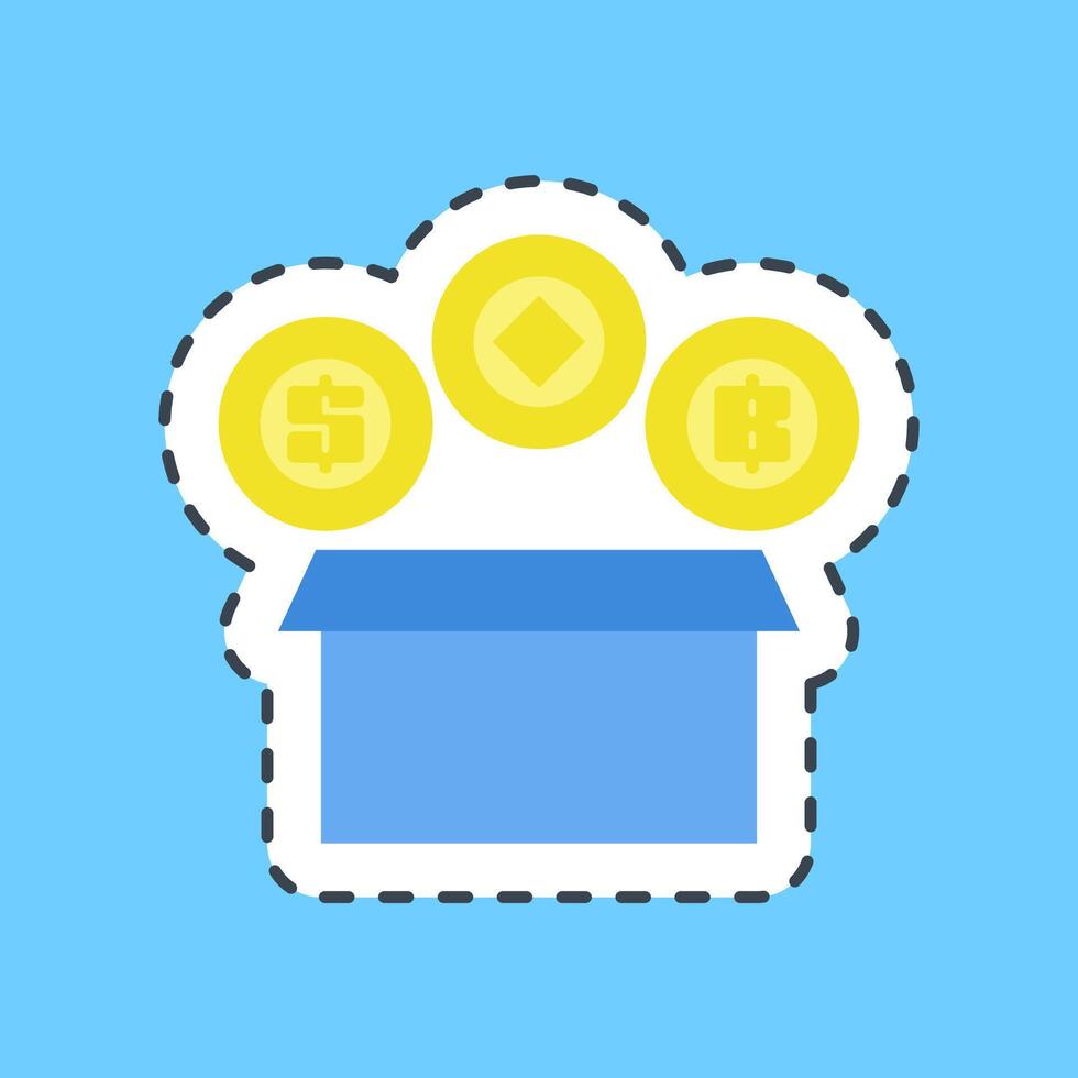 Cutting line sticker initial coin offering. Crypto currency elements. vector