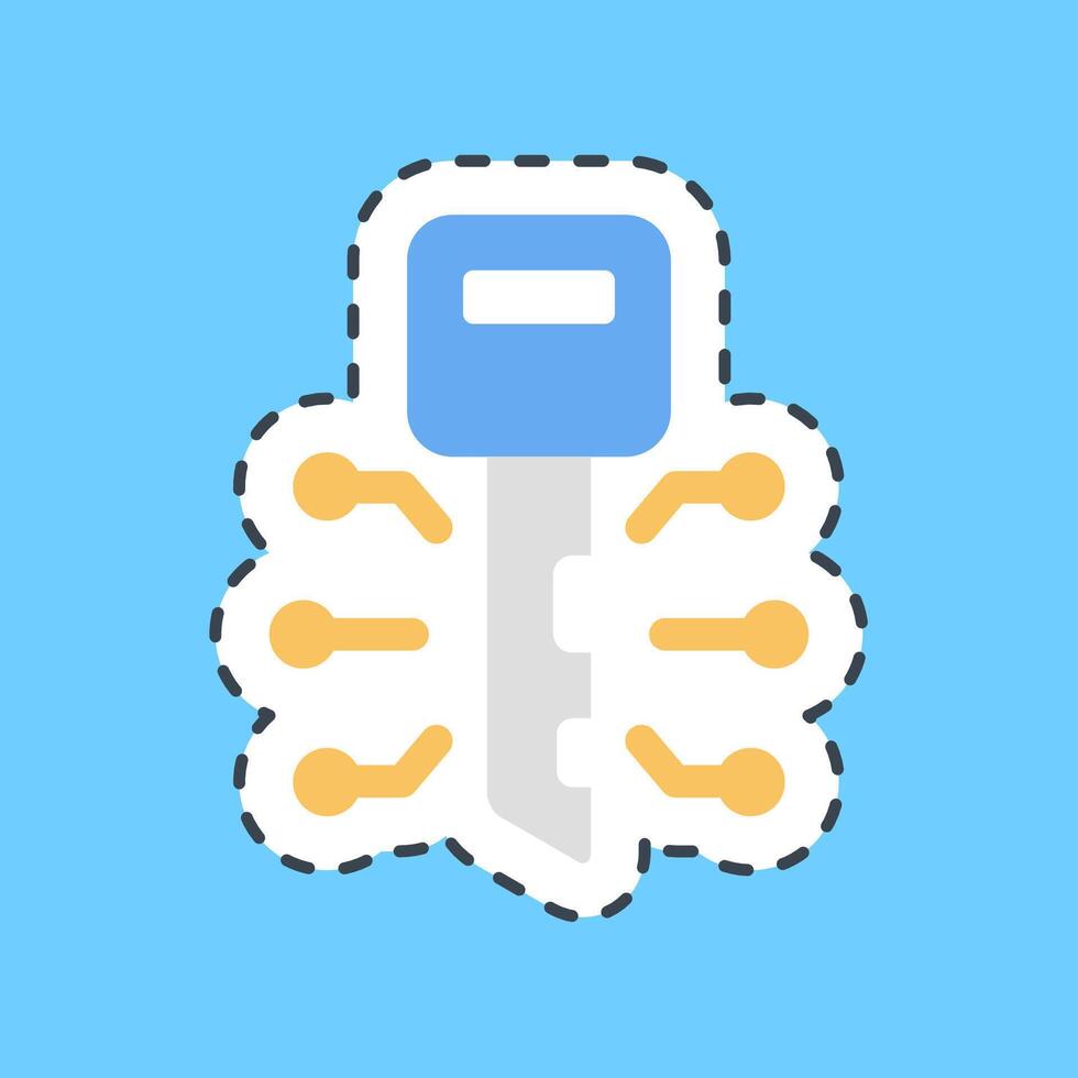 Cutting line sticker digital key. Crypto currency elements. vector