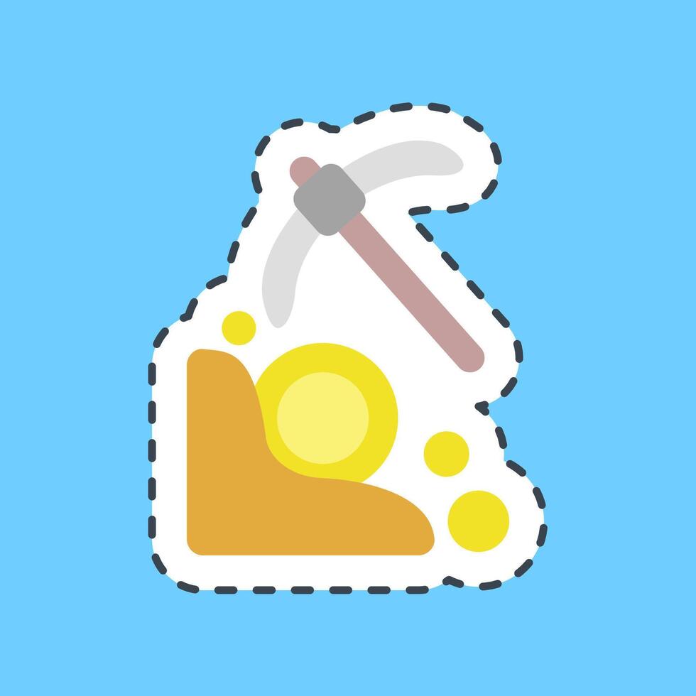 Cutting line sticker mining. Crypto currency elements. vector