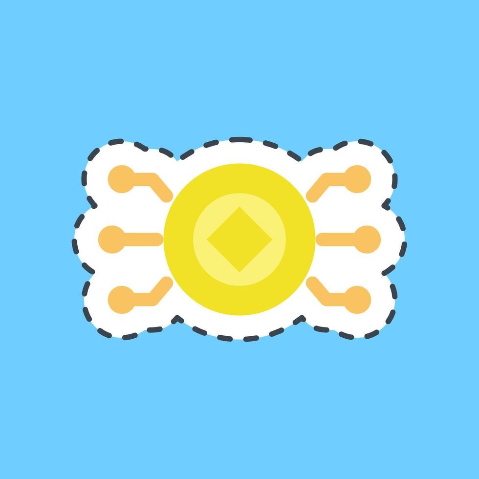 Cutting line sticker crypto currency. Crypto currency elements. vector
