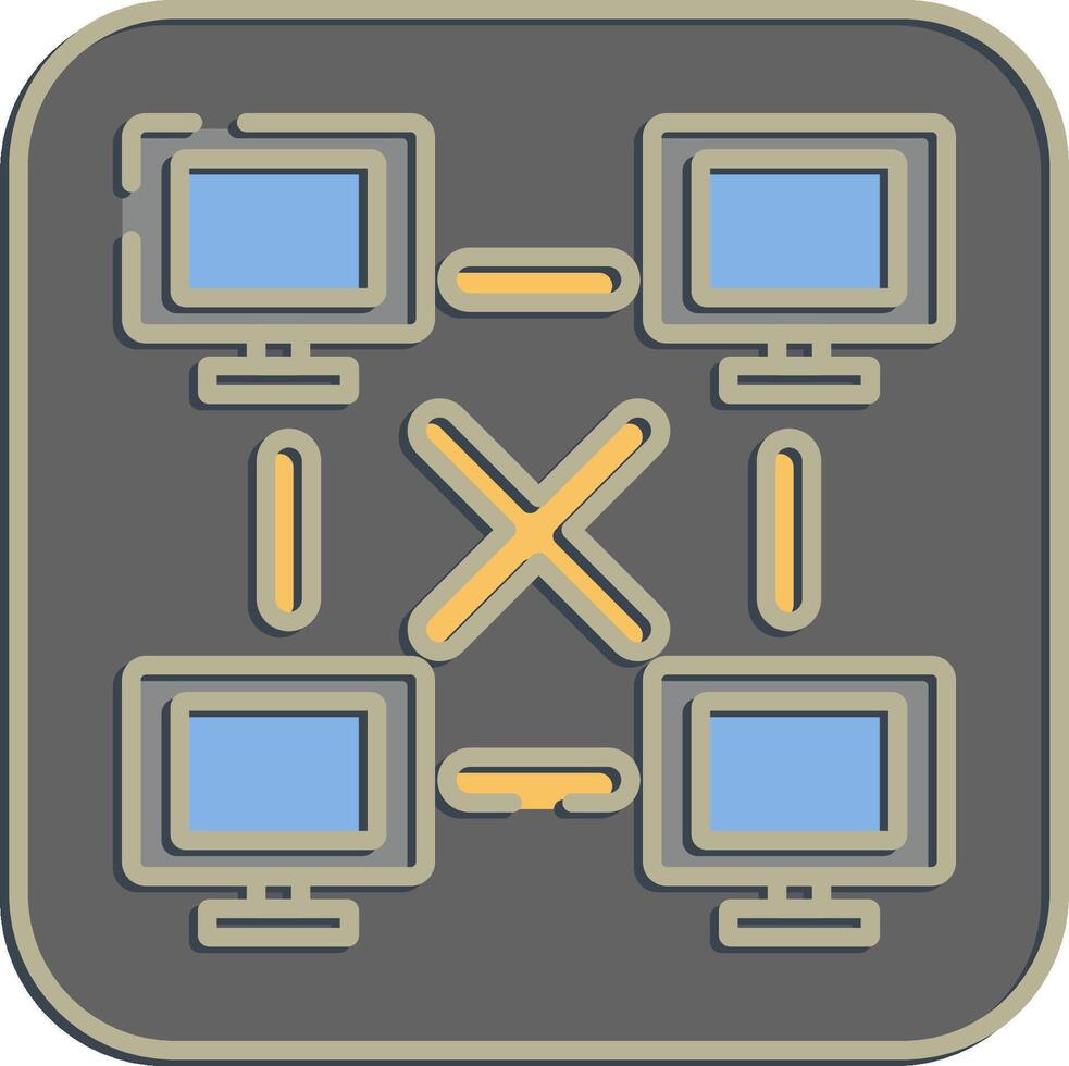 Icon peer to peer. Crypto currency elements. Icon in embossed style. vector