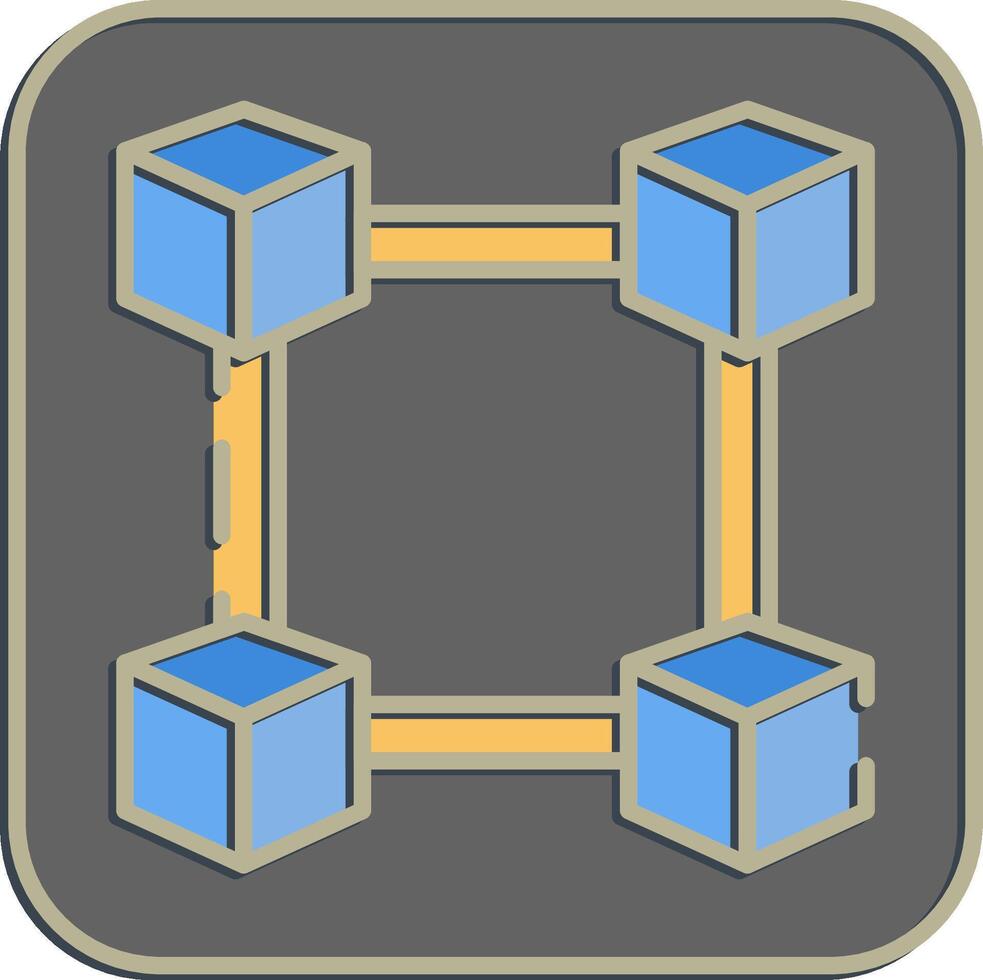 Icon block chain. Crypto currency elements. Icon in embossed style. vector