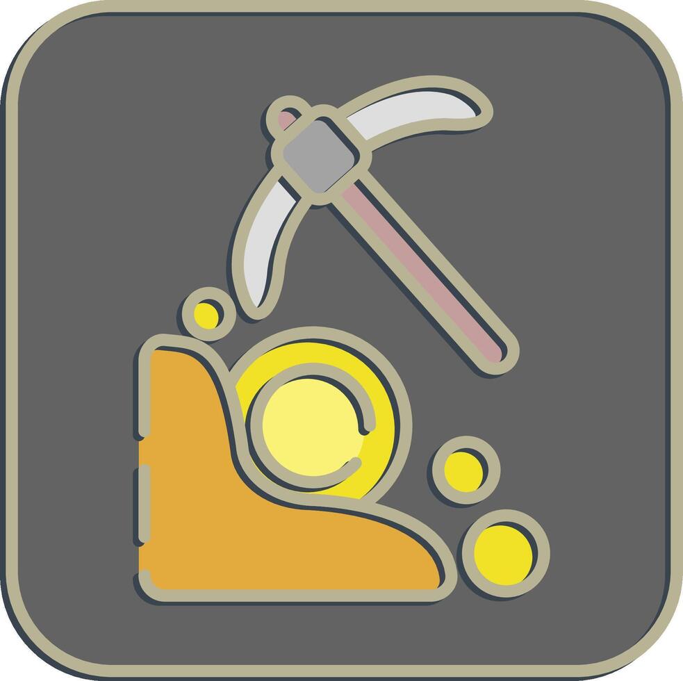 Icon mining. Crypto currency elements. Icon in embossed style. vector