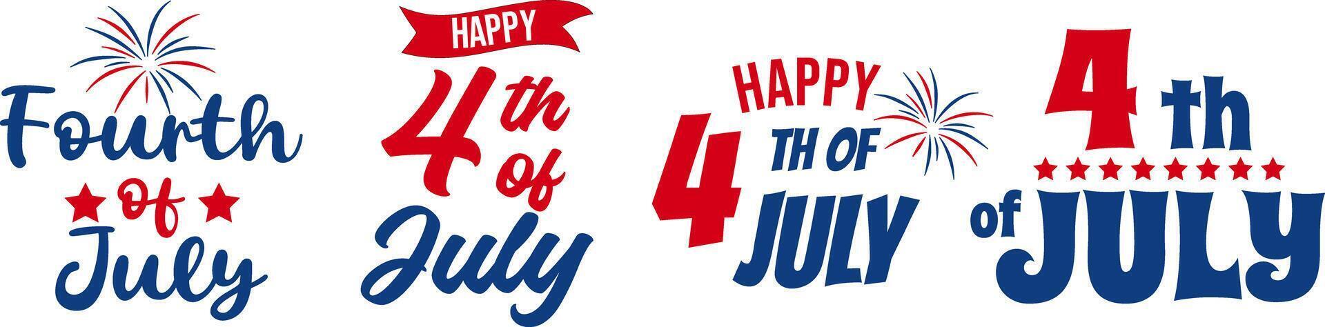 Handwritten lettering set for July 4th vector