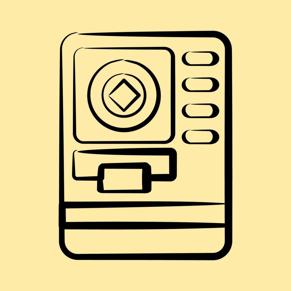 Icon atm crypto. Crypto currency elements. Icon in hand drawn style. vector