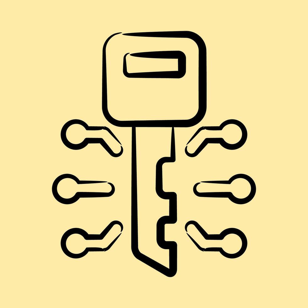 Icon digital key. Crypto currency elements. Icon in hand drawn style. vector