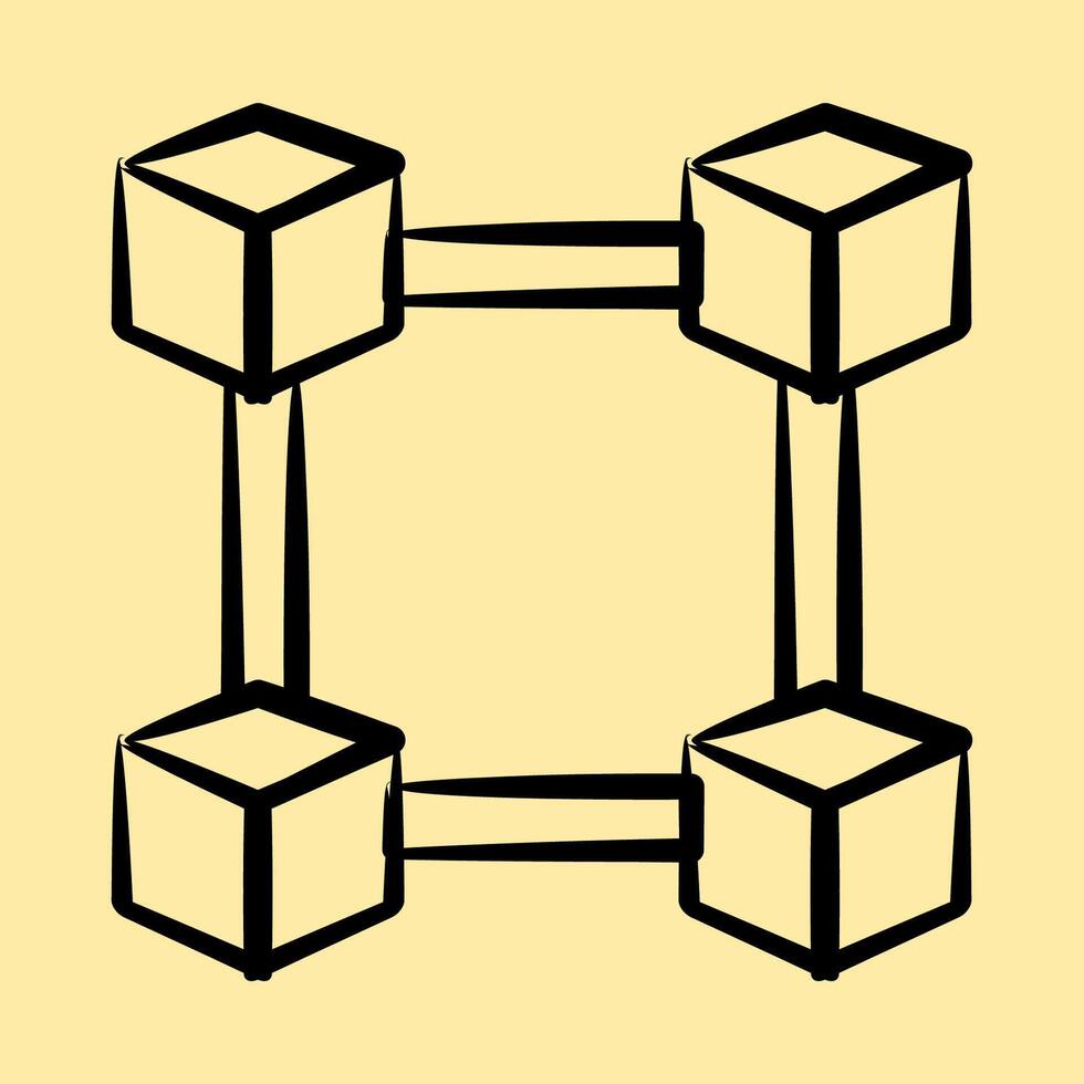 Icon block chain. Crypto currency elements. Icon in hand drawn style. vector