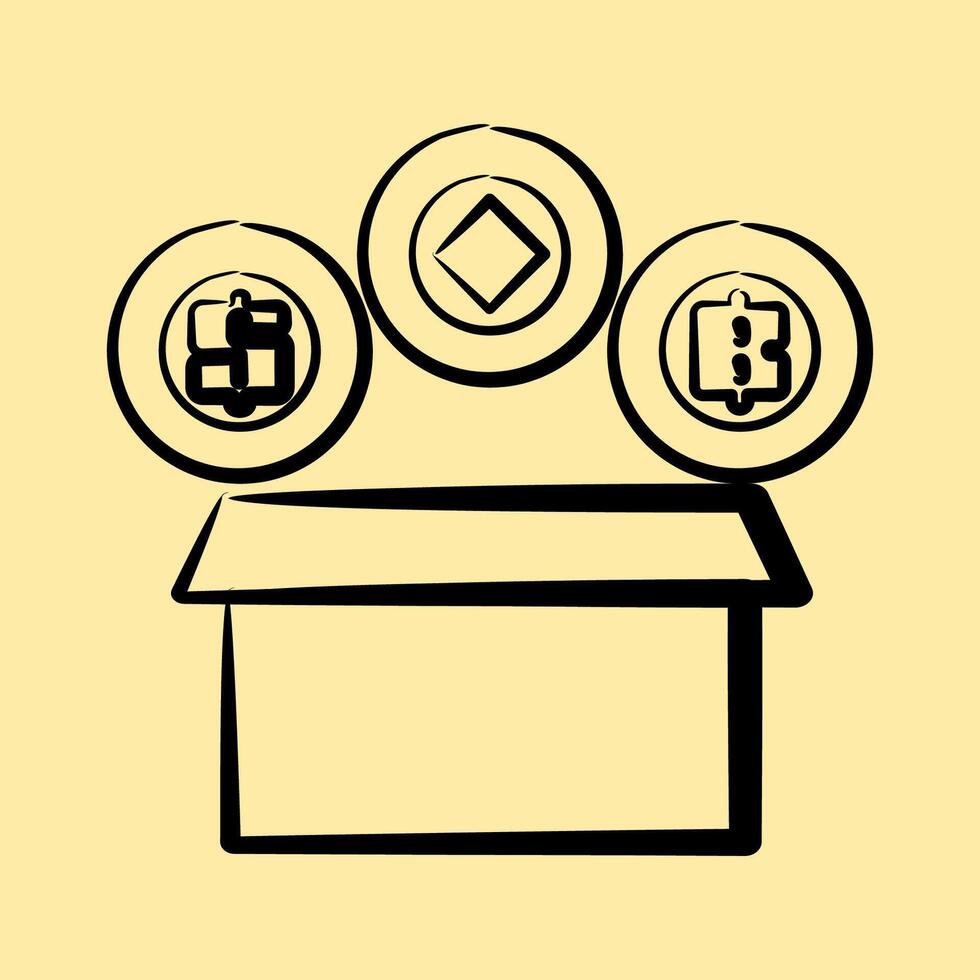 Icon initial coin offering. Crypto currency elements. Icon in hand drawn style. vector
