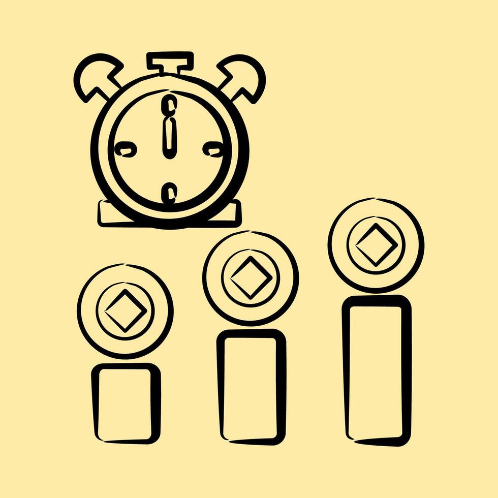 Icon block time. Crypto currency elements. Icon in hand drawn style. vector