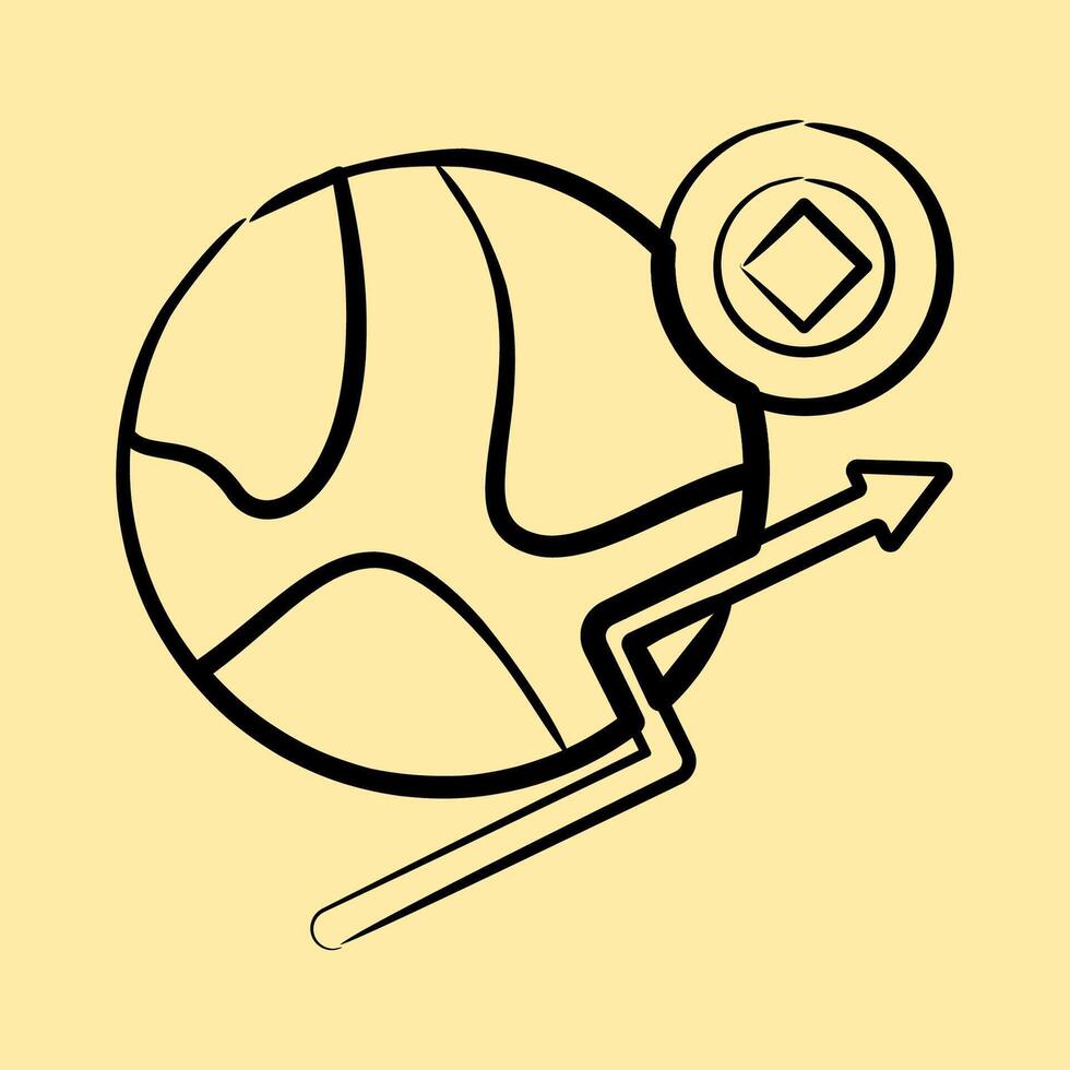 Icon economic freedom. Crypto currency elements. Icon in hand drawn style. vector