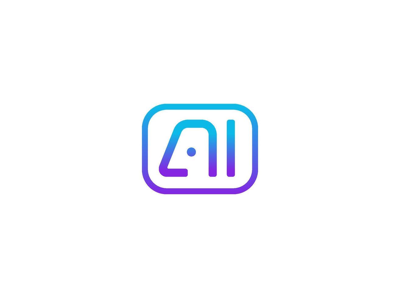 AI logo, chatbot smart assistant icon, virtual tool emblem for app, SaaS, automation, tech support, communication system, education software. Outline gradient monogram. illustration vector