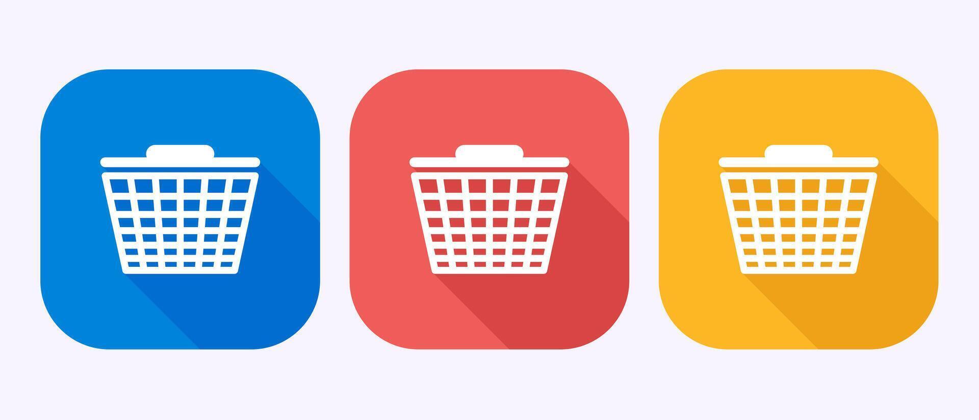 Basket icon design, Shopping basket sign symbol in shadow button design vector
