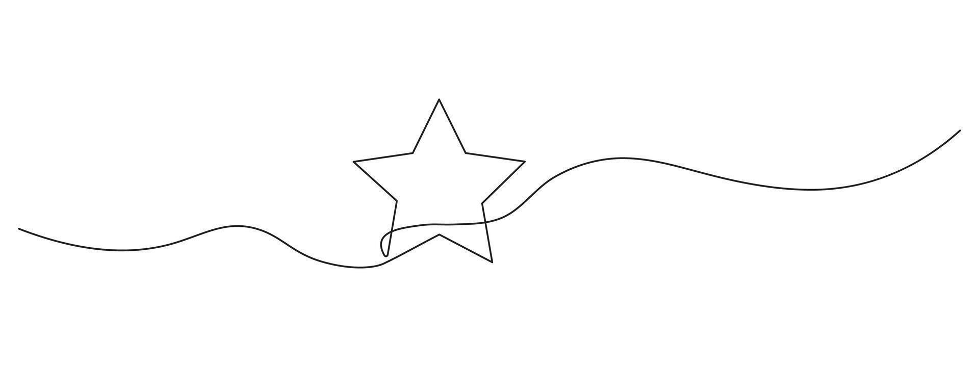 Doodle star in continuous line drawing style. Minimalist black line star sketch isolated on white background. vector