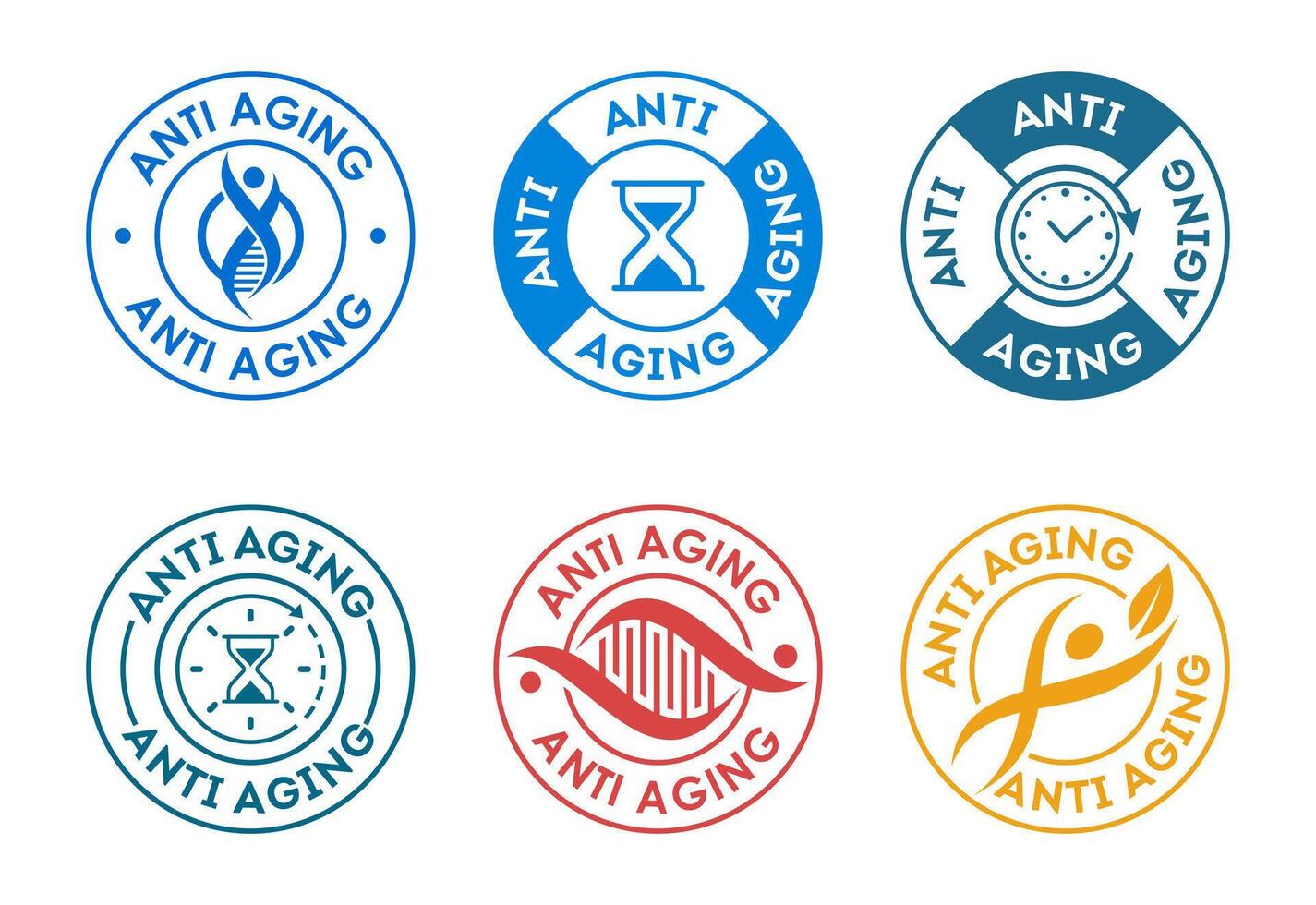 Anti aging icon set design. Anti aging badge label sign vector