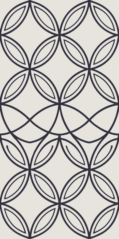 A seamless pattern of overlapping circles with a dark outline on a light background, creating a geometric design with diamond shapes in the intersections vector