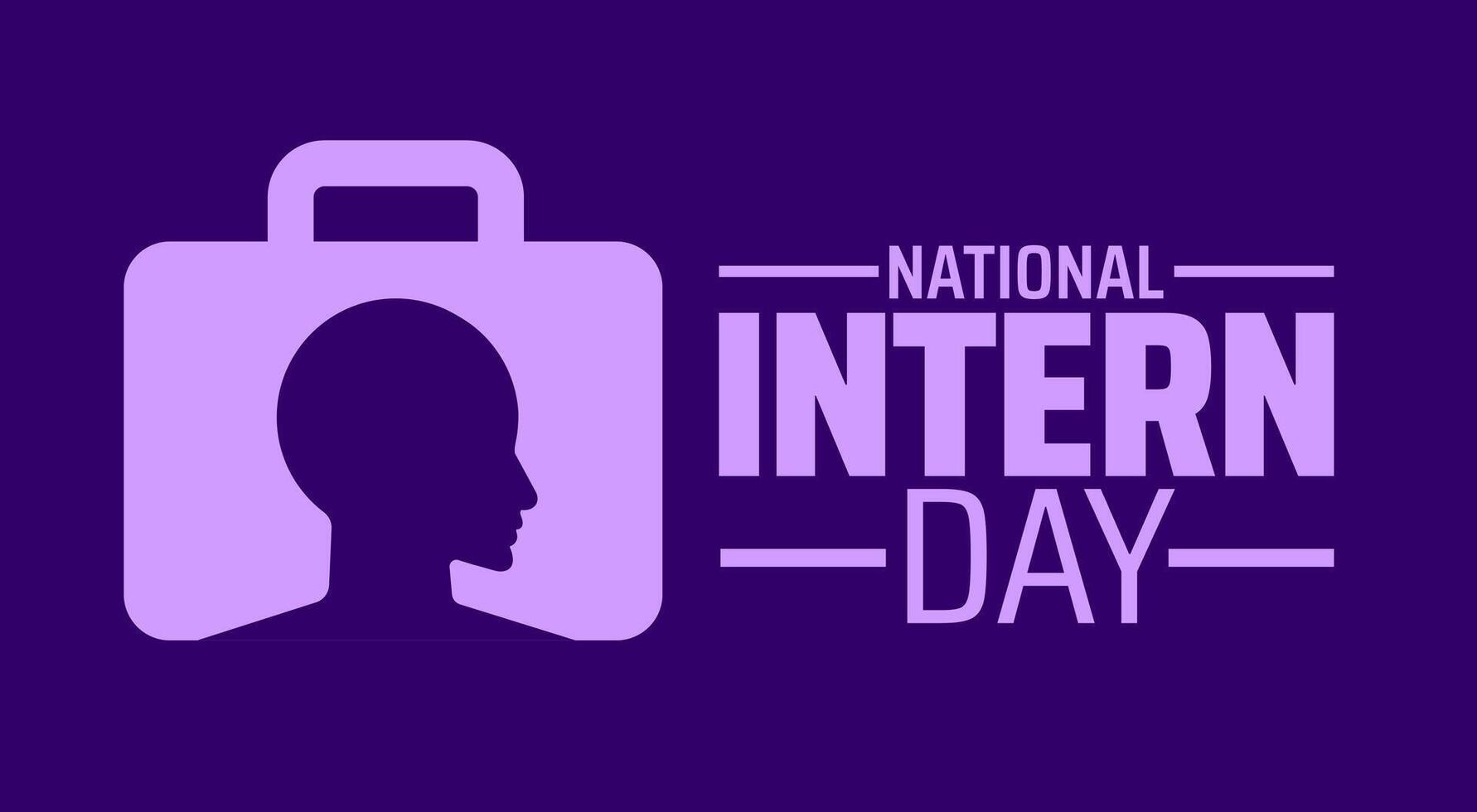 National Intern Day background or banner design. Purple Briefcase Icon with Head Silhouette for Interns, Representing New Opportunities and Professional Development vector