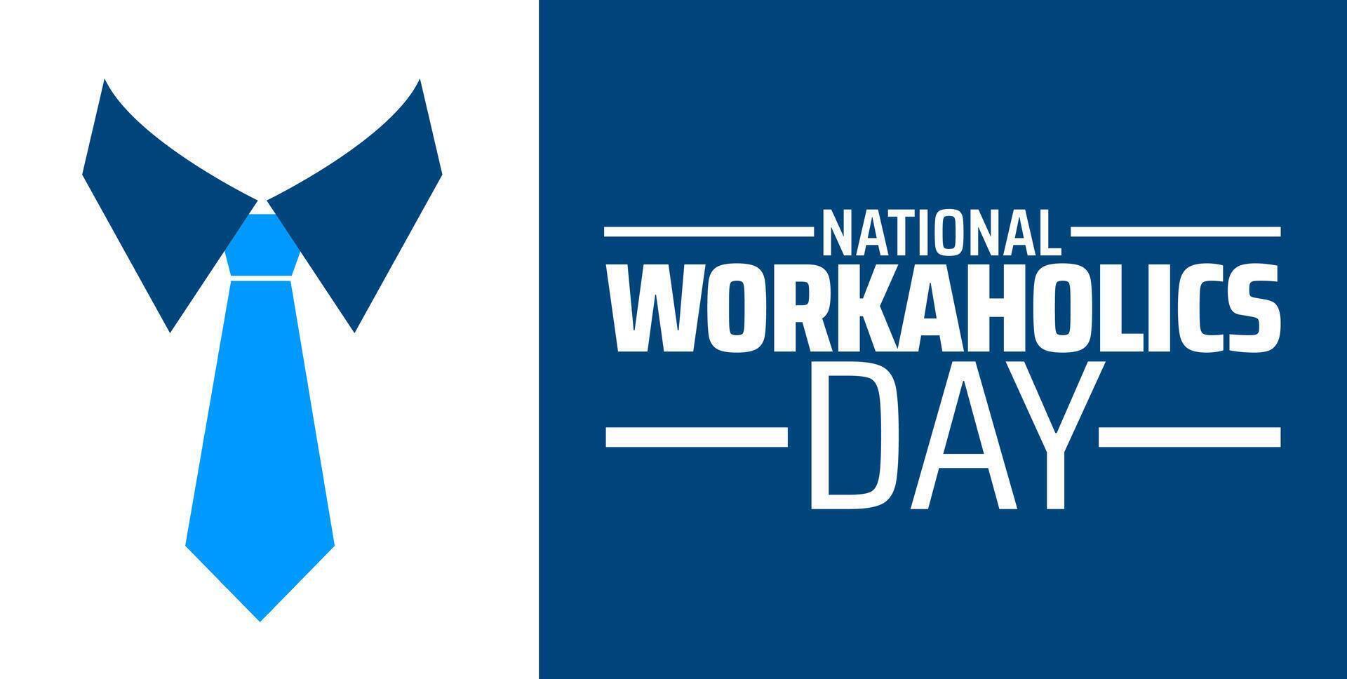 National Workaholics Day Professional Shirt Collar and Tie Icon on Blue and White Background, Symbolizing Dedication and Hard Work. vector